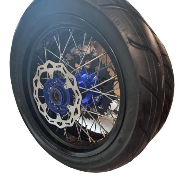 Колеса МОТАРД комп-т Aqua, Legend, Dyna (диски алюминий с шиной 110/70-17, 130/70-17), черн/син